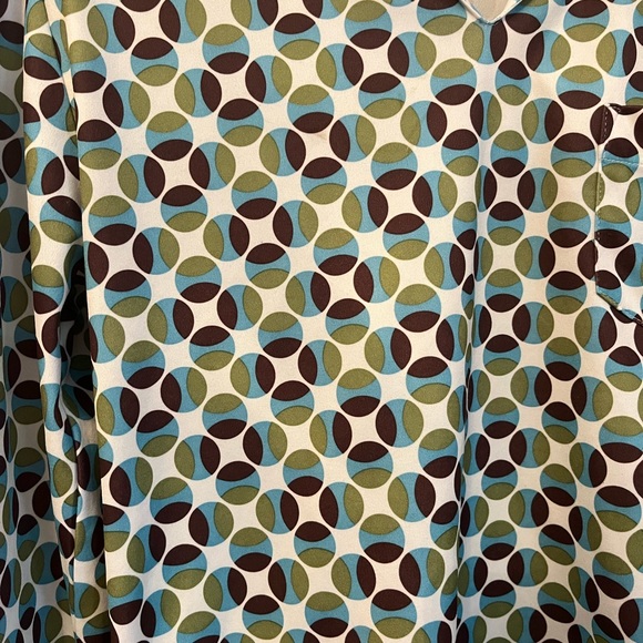 Vintage 70s collared long sleeve top - retro print - Picture 9 of 11